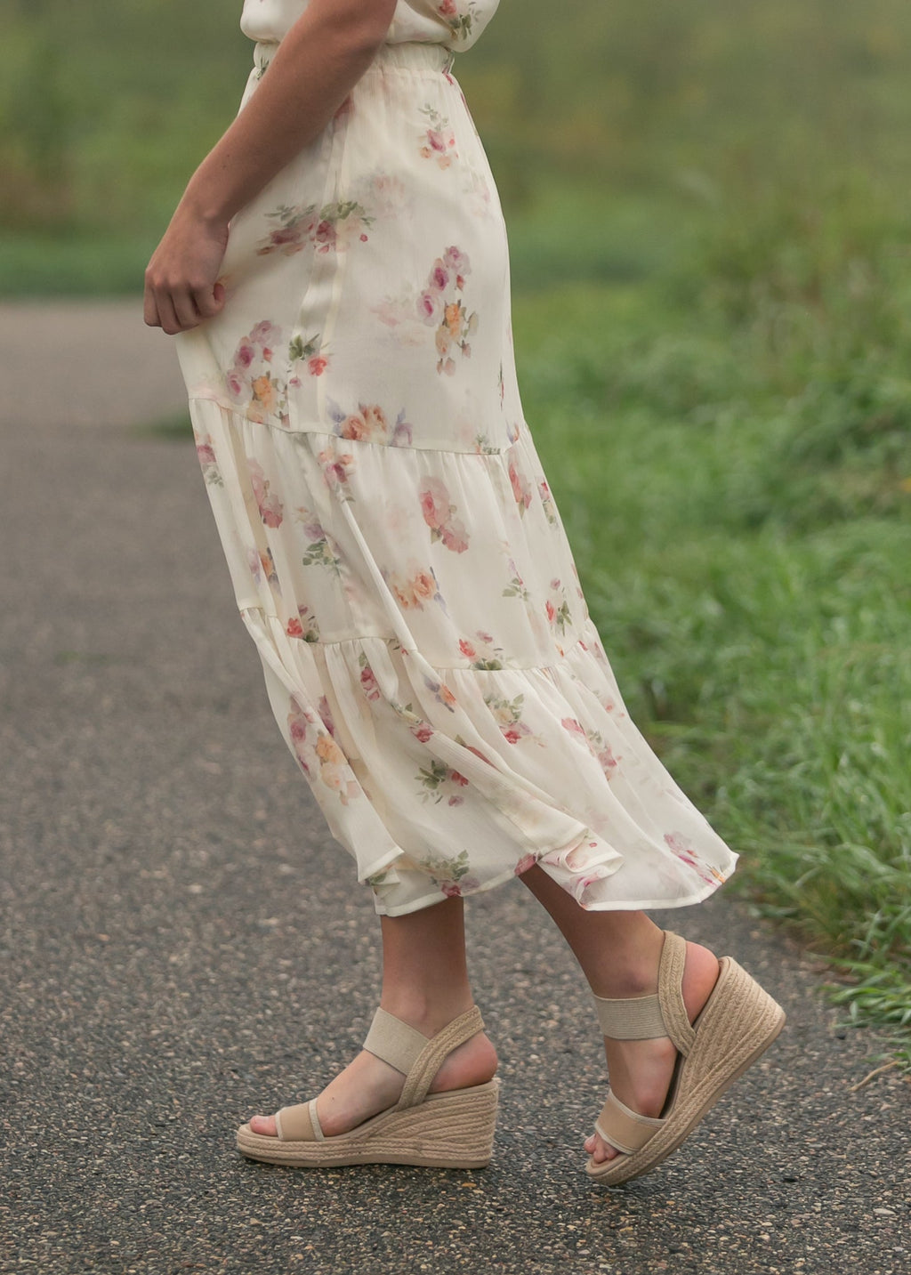 Helena Tiered Maxi Skirt | Floral Chiffon A-Line