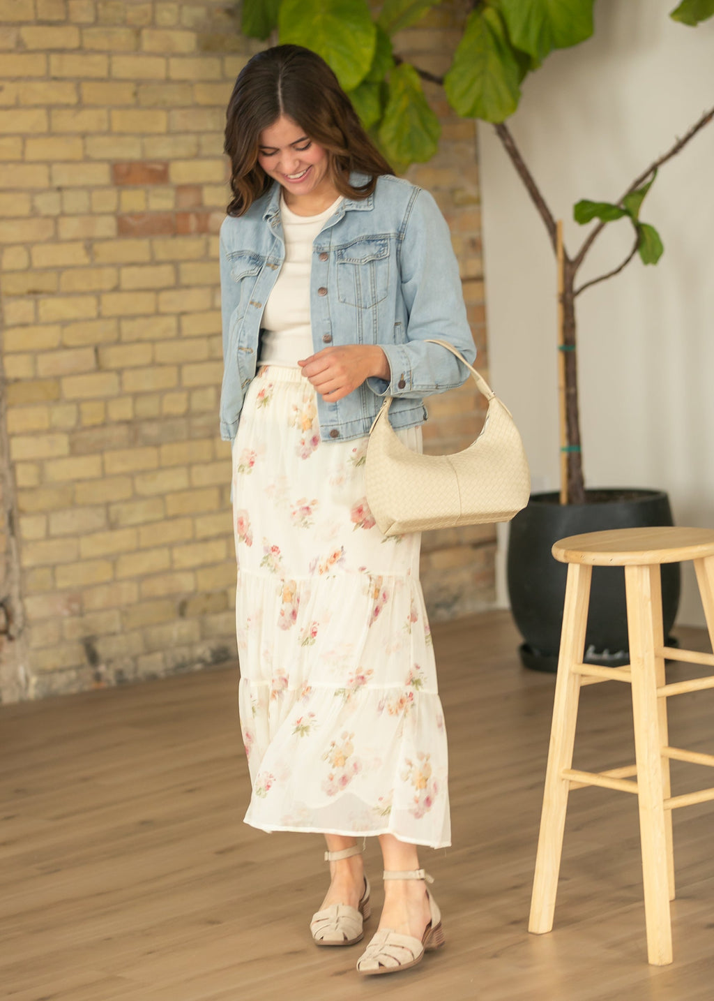 Helena Tiered Maxi Skirt | Floral Chiffon A-Line