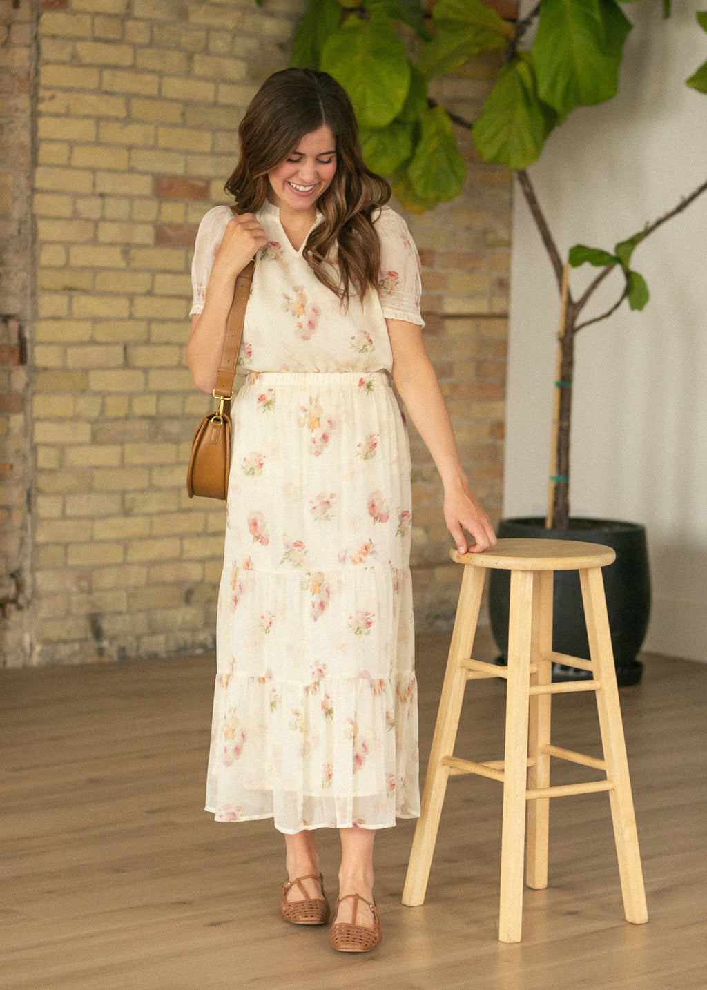 Helena Tiered Maxi Skirt | Floral Chiffon A-Line