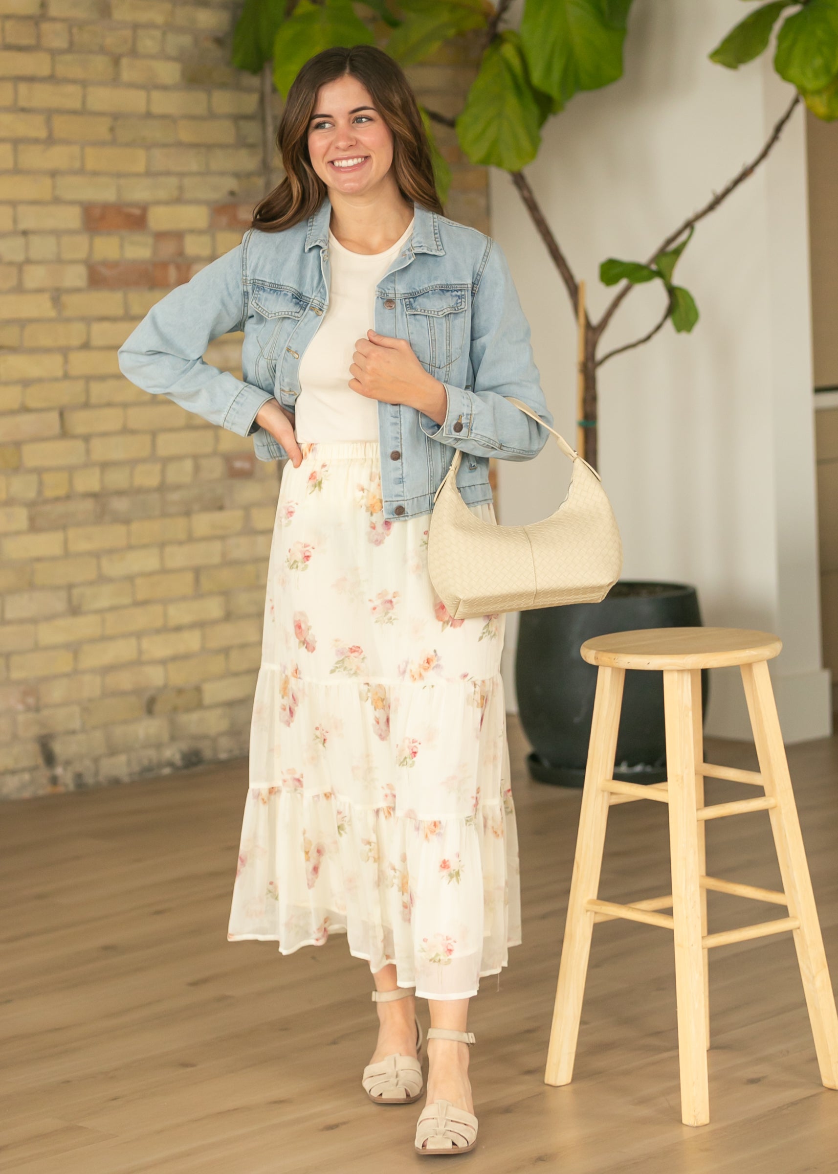 Helena Tiered Maxi Skirt | Floral Chiffon A-Line