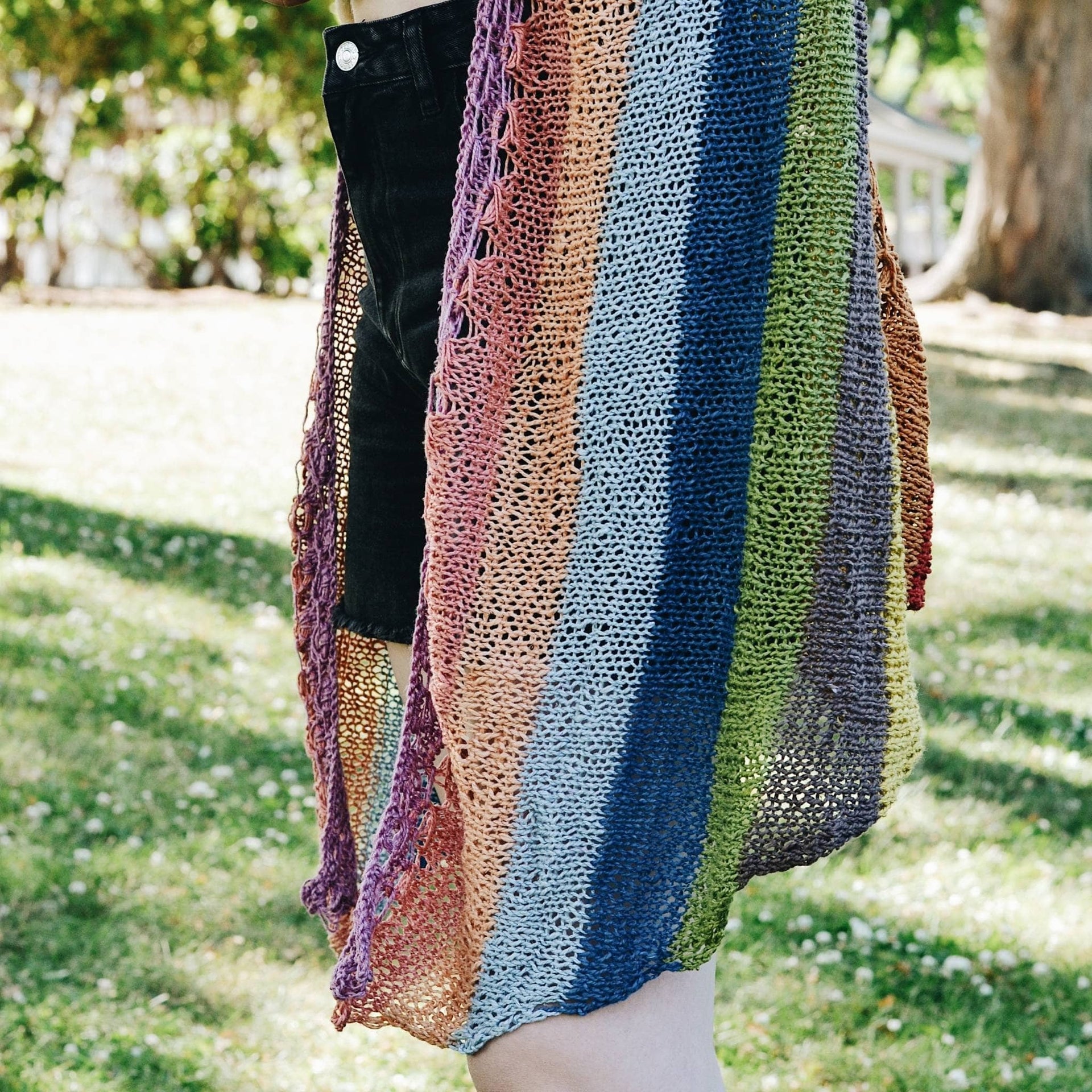 Herbal Dyed Rainbow Shawl Knit & Crochet Project Kit