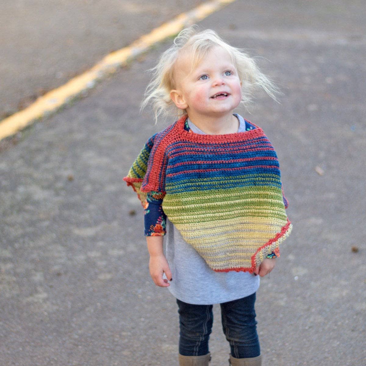 Herbal Dyed Silk Toddler Poncho Crochet Pattern for Beginners