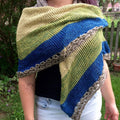 Herbal Sunrise Knit Shawl DIY Kit - Striped Bohemian Silk Yarn