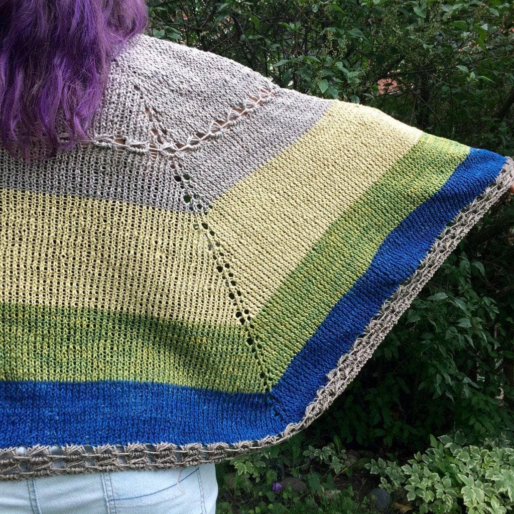 Herbal Sunrise Knit Shawl DIY Kit - Striped Bohemian Silk Yarn