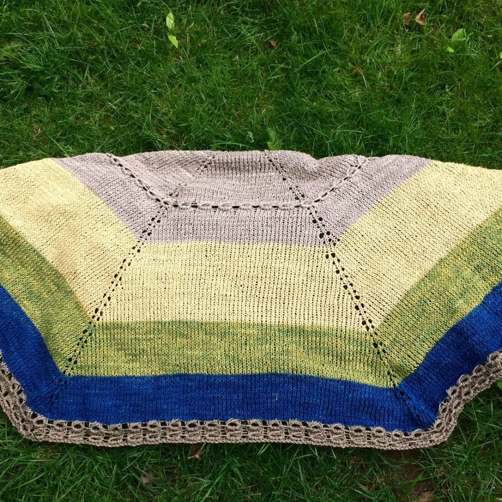 Herbal Sunrise Knit Shawl DIY Kit - Striped Bohemian Silk Yarn