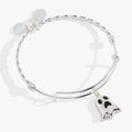Silver ghost charm bangle with twisted wire texture for Halloween