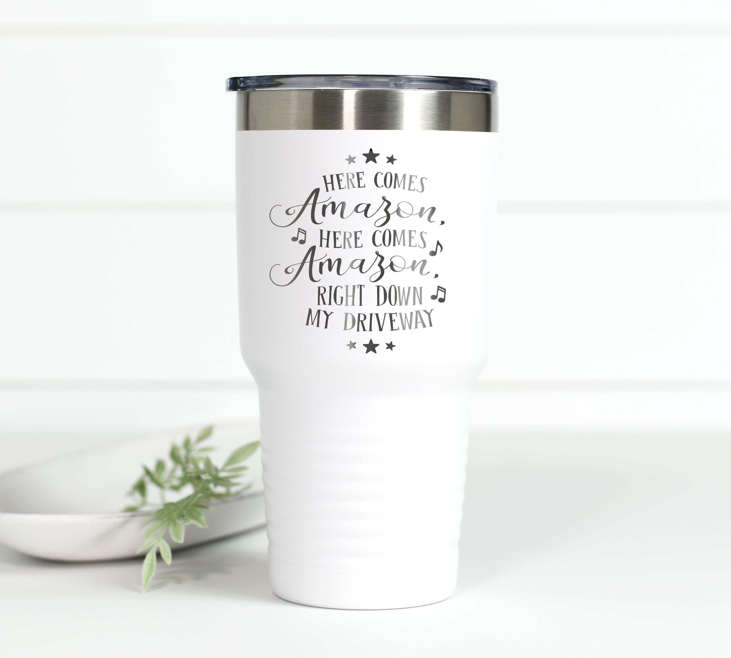 Here Comes Amazon 30 oz Engraved Tumbler