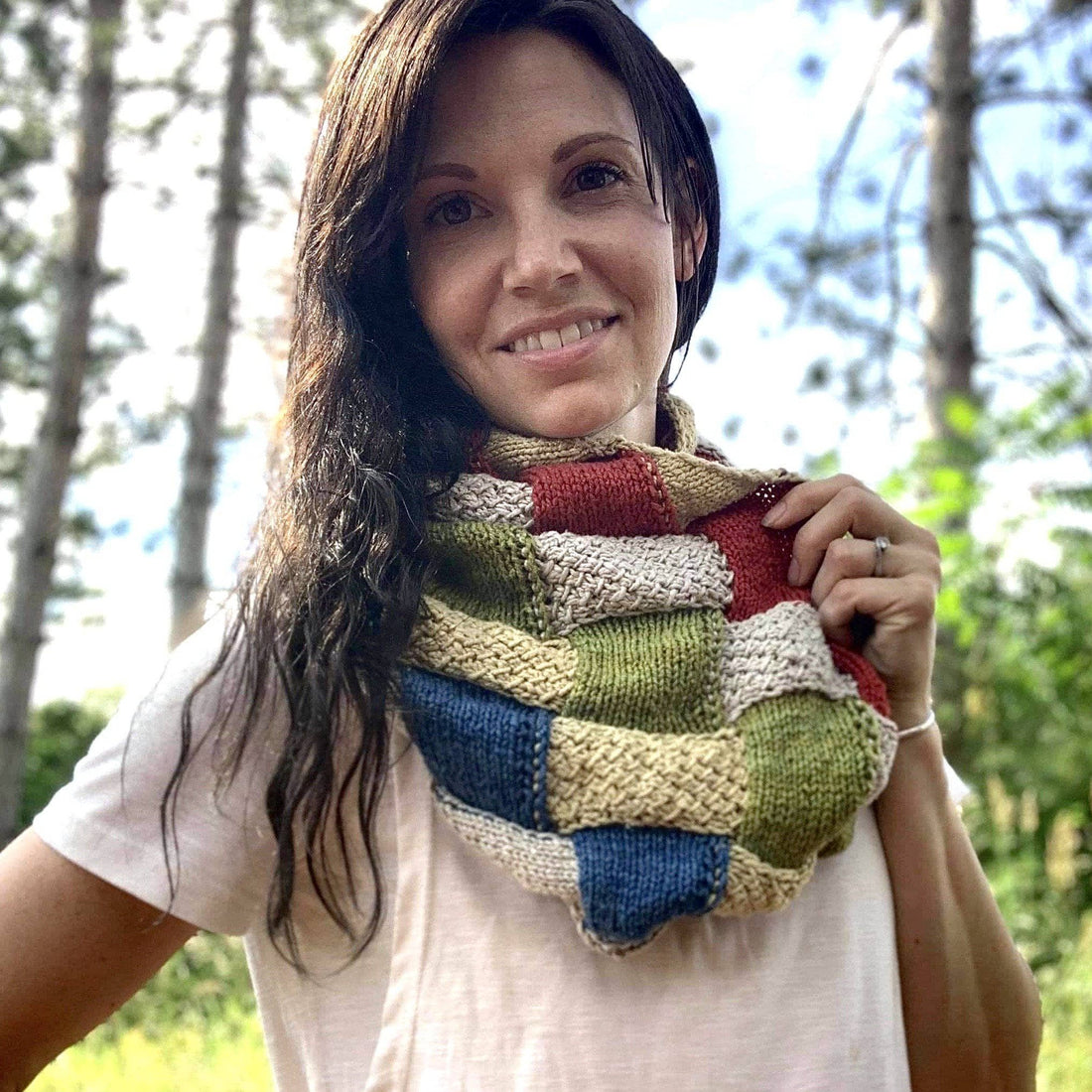 Heritage Infinity Scarf Knitting Pattern - Entrelac Scarf Design