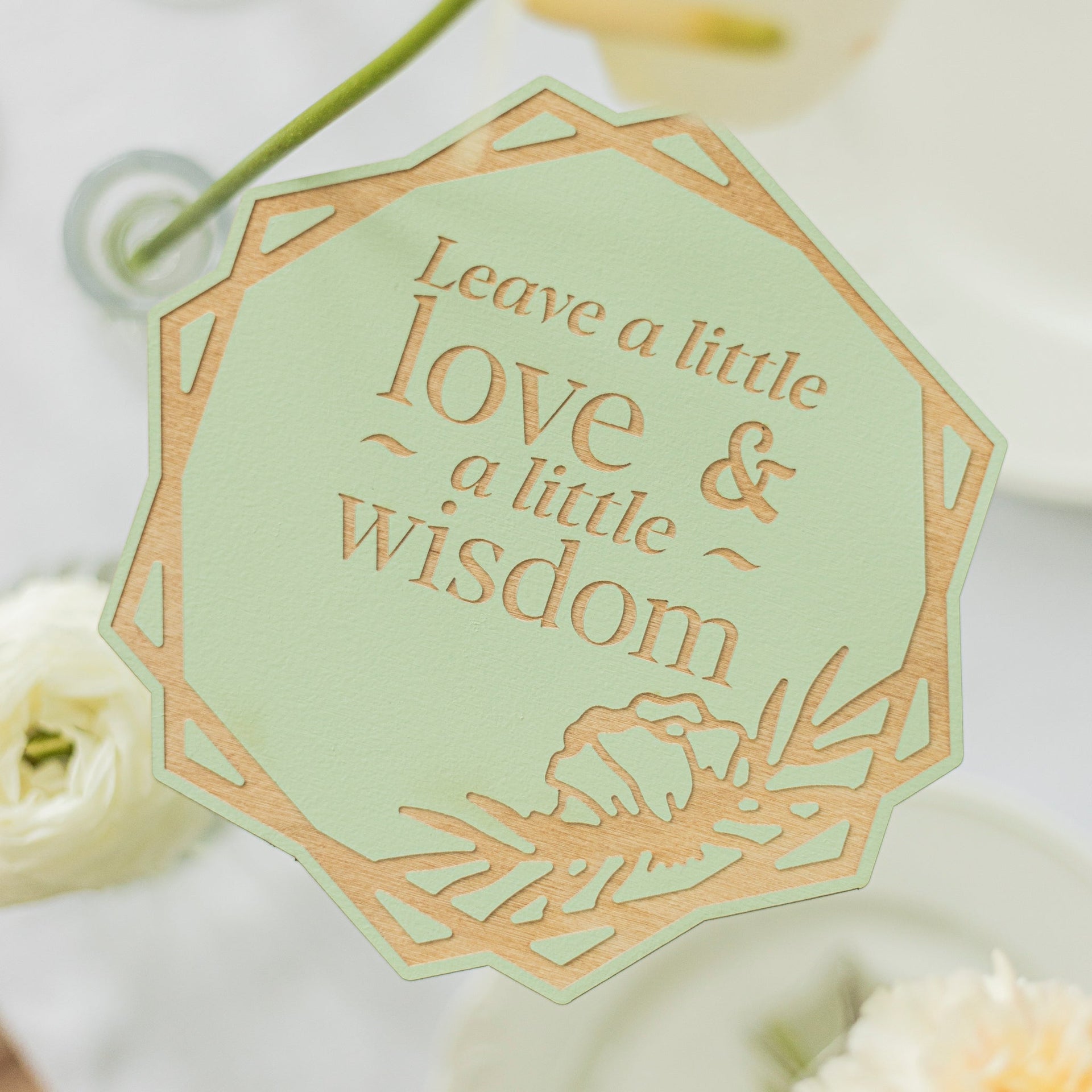 Modern acrylic hexagon memory sign displayed on a wedding memorial table
