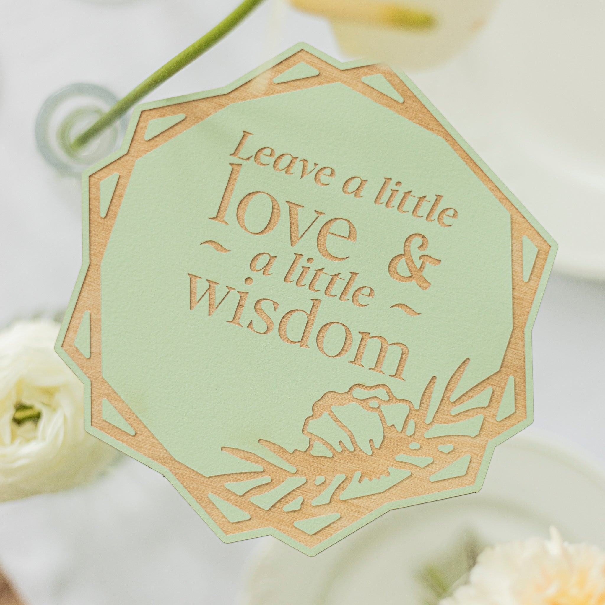 Modern acrylic hexagon memory sign displayed on a wedding memorial table