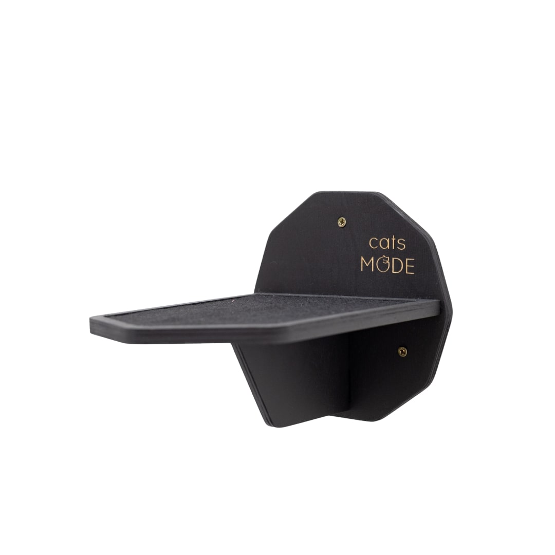 Modern Hexagon Cat Wall Step - Black Floating Climbing Perch