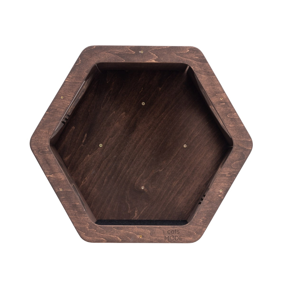 Minimalist Dark Walnut Hexagon Cat Wall Shelf