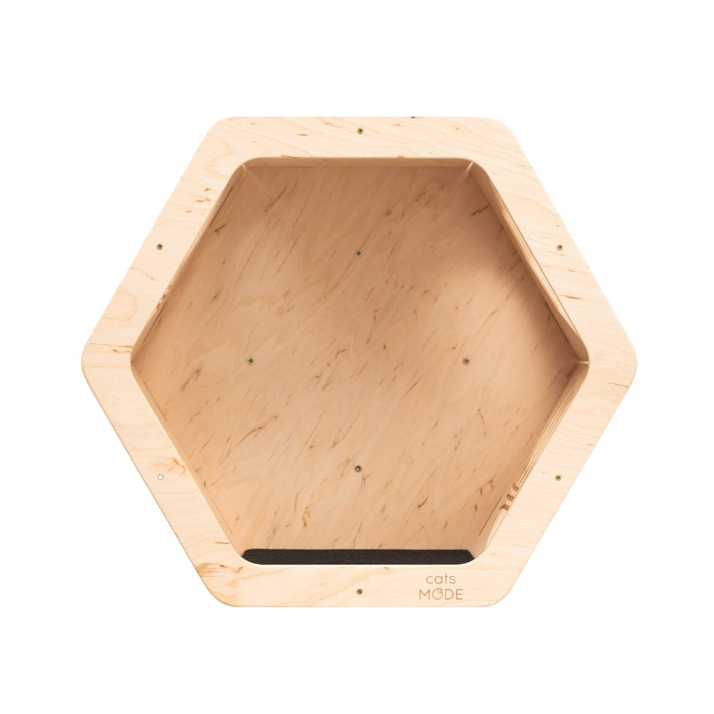 Honeycomb Cat Wall Shelves in Light Wood and Black