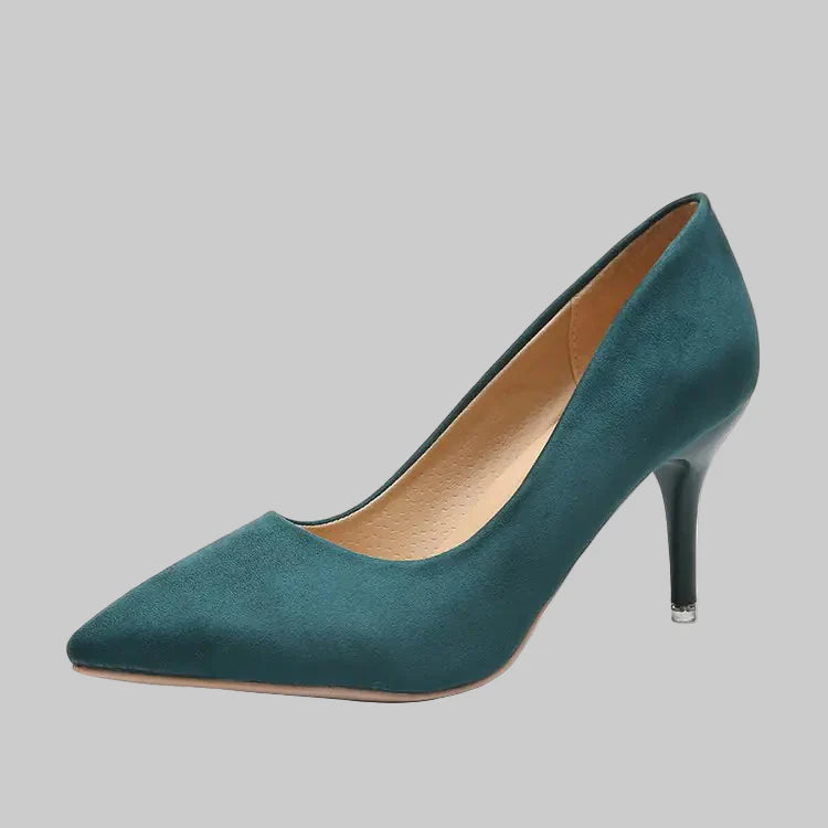 Women's Pointed Toe Suede Heels Slim Stiletto Pumps - Image 6