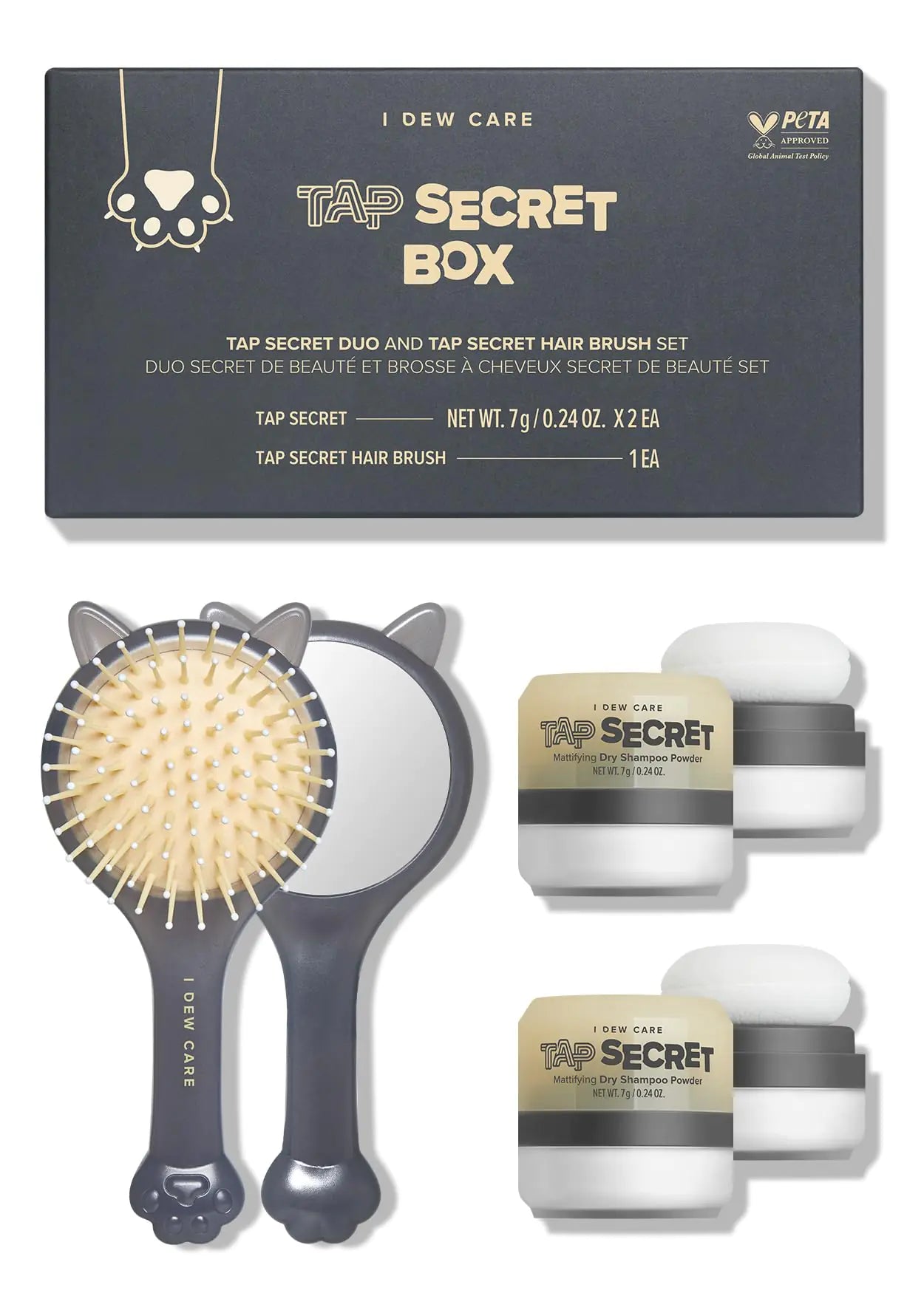 I DEW CARE Dry Shampoo - Tap Secret Trio Gift set, With Black Ginseng, Non-aerosol, Benzene-free,Powder, Fuller Looking Hair, No White Cast, Kbeauty, 3 Count, 0.81Oz 0.24 Ounce (Pack of 3) 03 Tap Secret Trio (White)