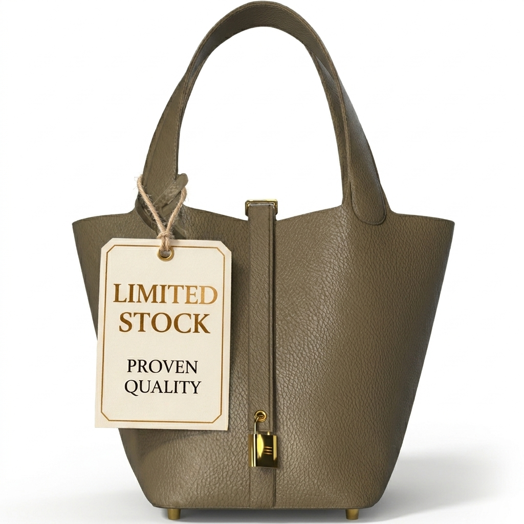 Leather Bucket Bag with Drawstring Pouch and Secure Lock Buckle
