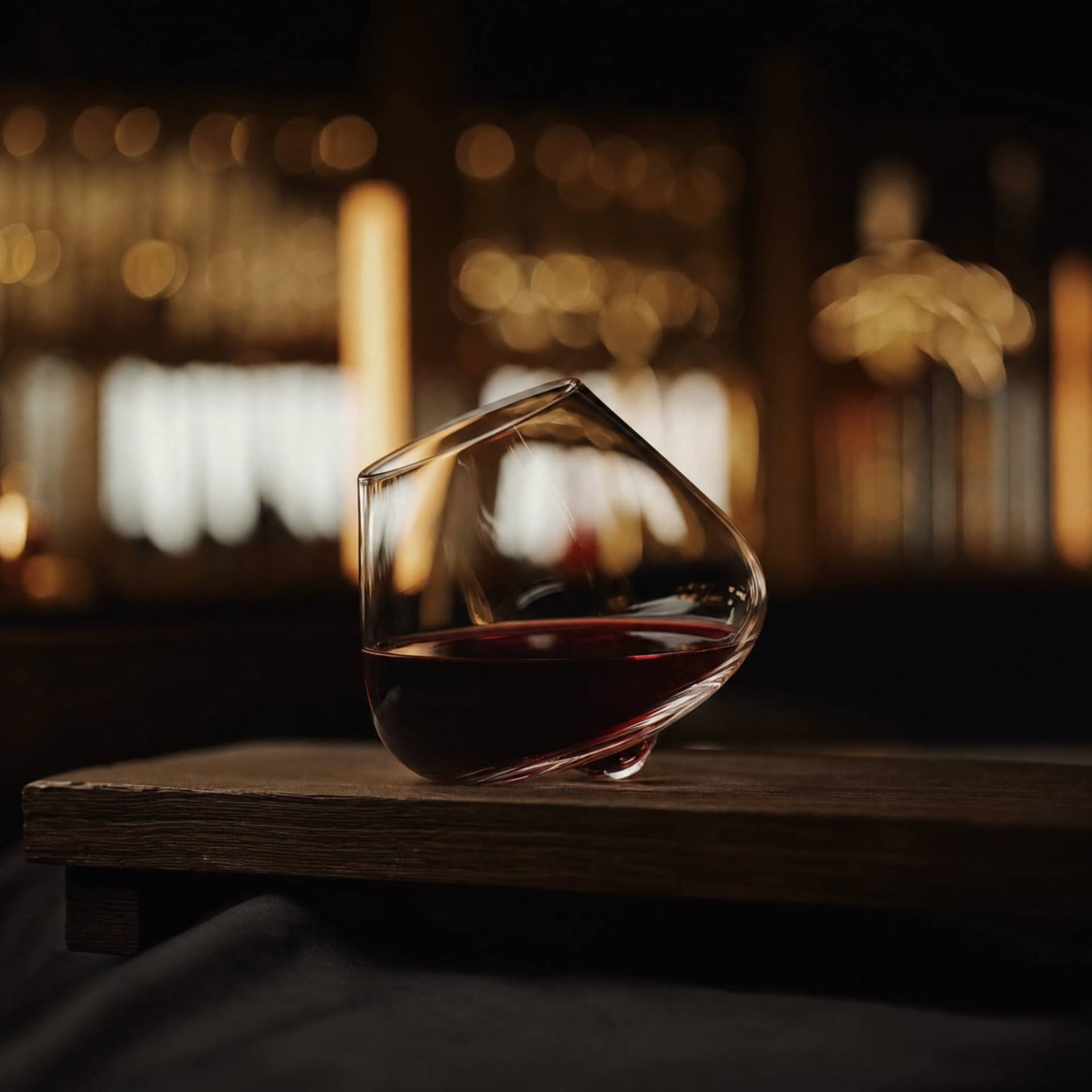 Rotating Crystal Wine Glass with Wooden Coaster for Aeration