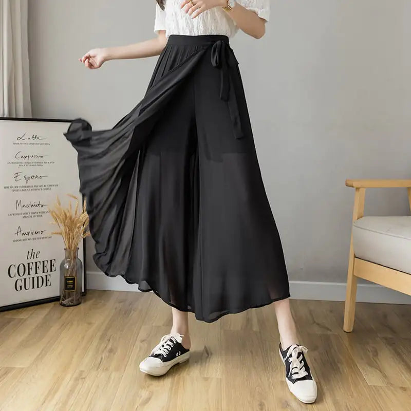 Chiffon Pleated Casual Pant Skirt