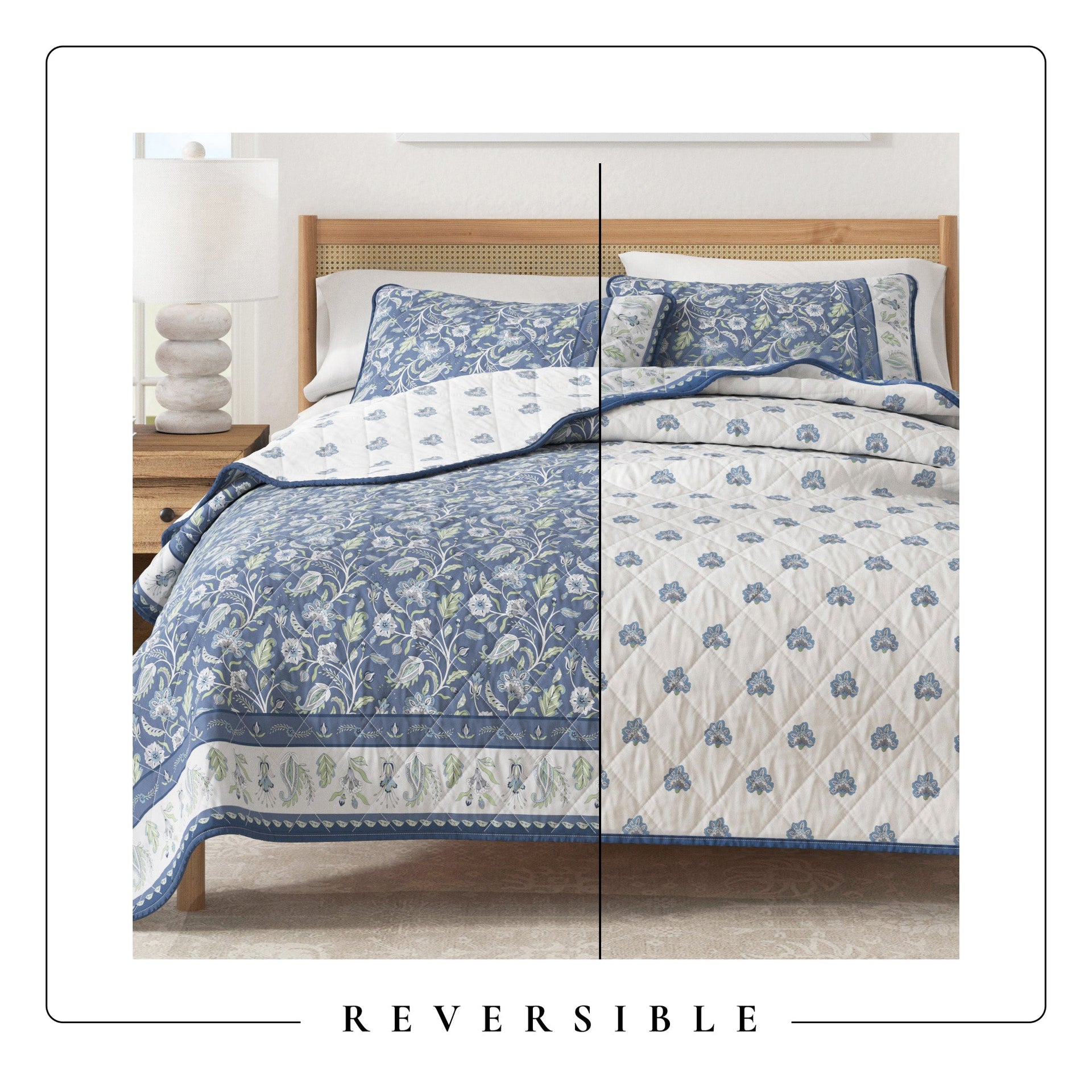 Floral Boho Printed Cotton Quilt Set - Indira Collection