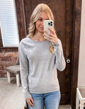 H. Grey round neck basic sweater in a high-quality viscose knit fabric