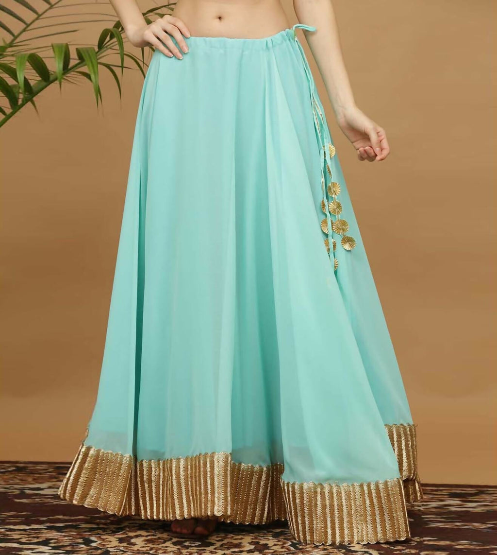 Turquoise Georgette Lehenga Set for Wedding and Festive Wear