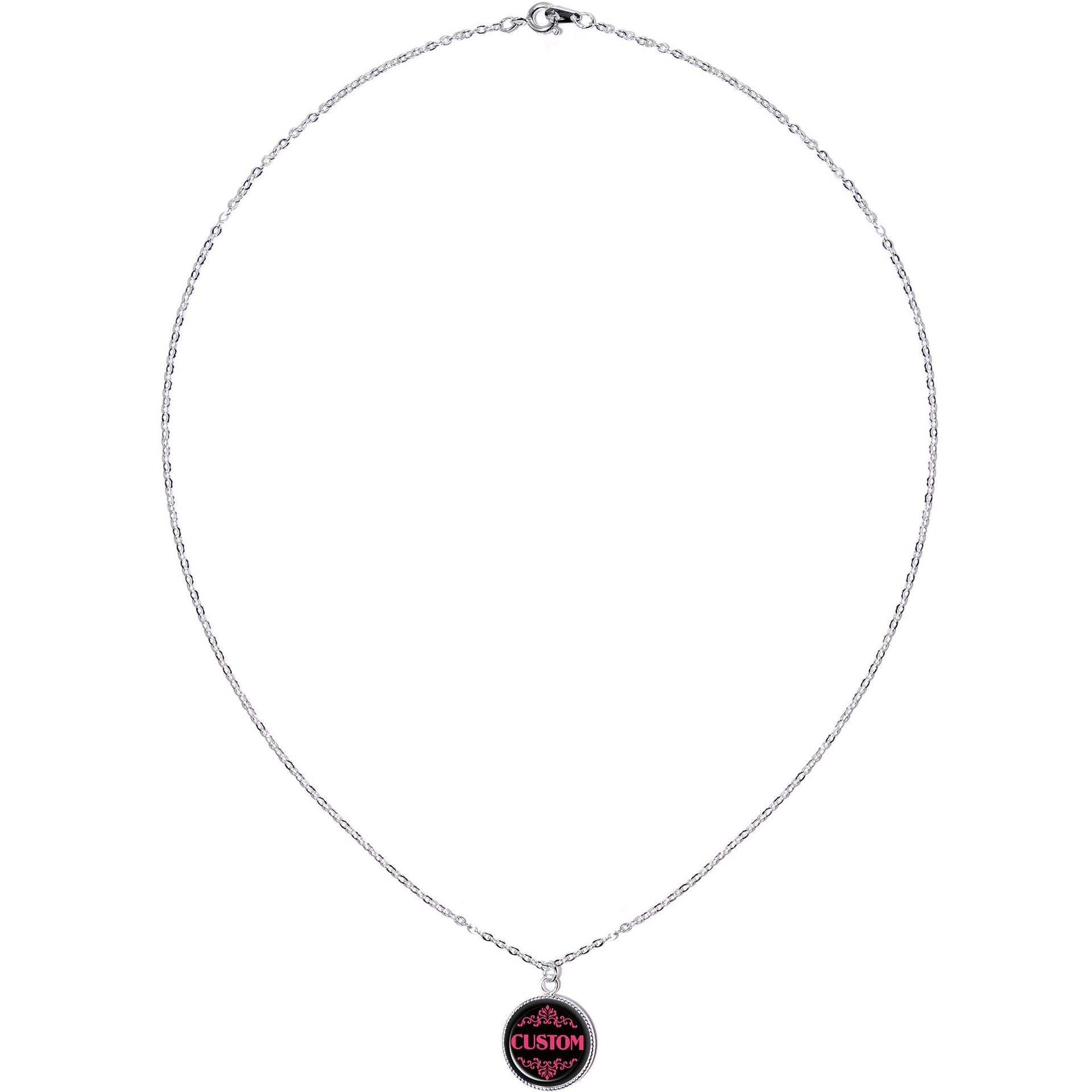 Custom Pink Personalized Name Silver Plated Chain Necklace