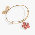 Alex And Ani Hibiscus Charm Bangle featuring a silver-tone raised hibiscus flower with crystal accents