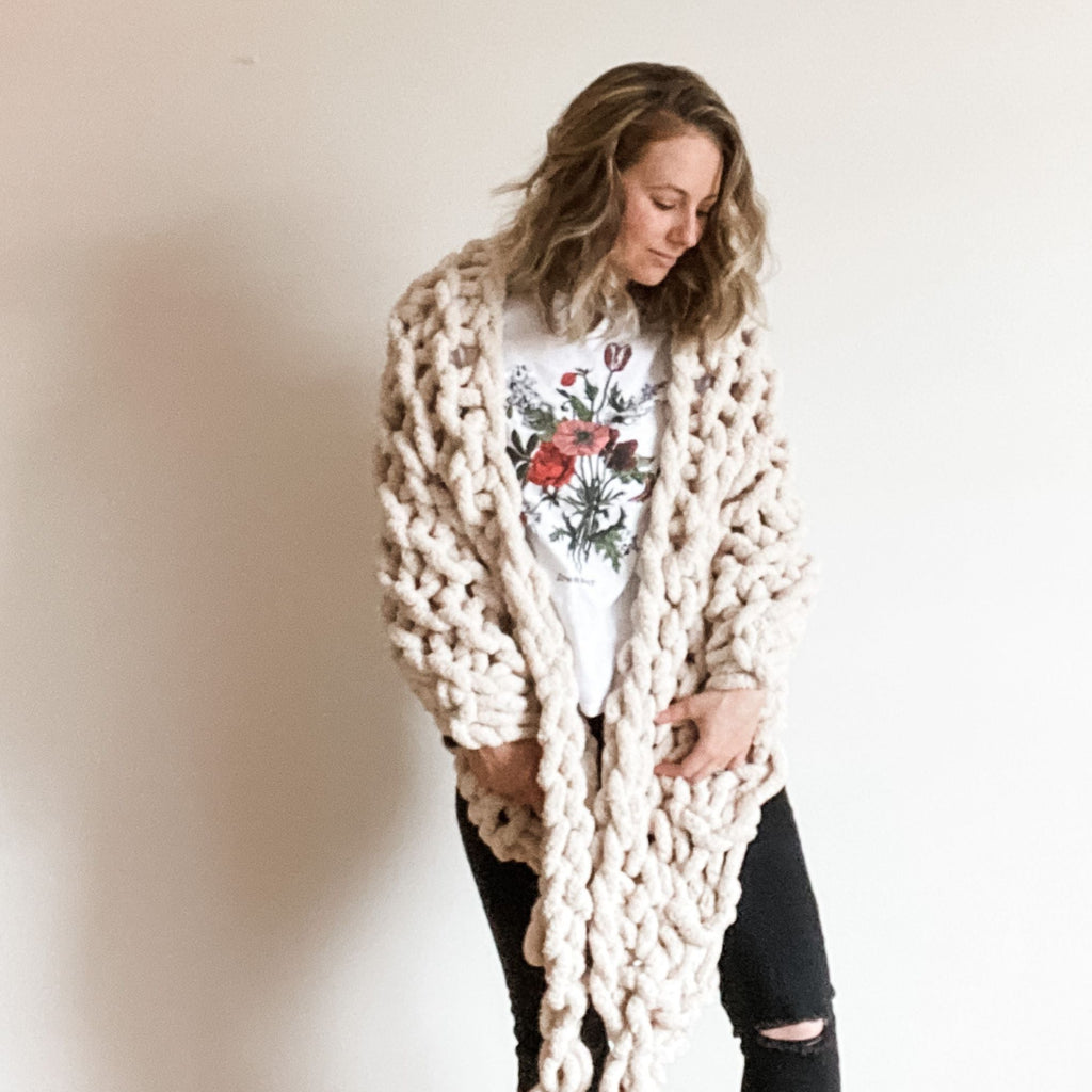 Hickory Tree Arm Knit Shawl Pattern - Beginner DIY Project