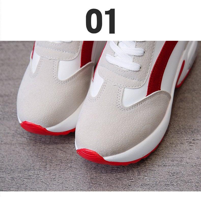 Red and Black Air Cushion Platform Sneaker Heels for Women