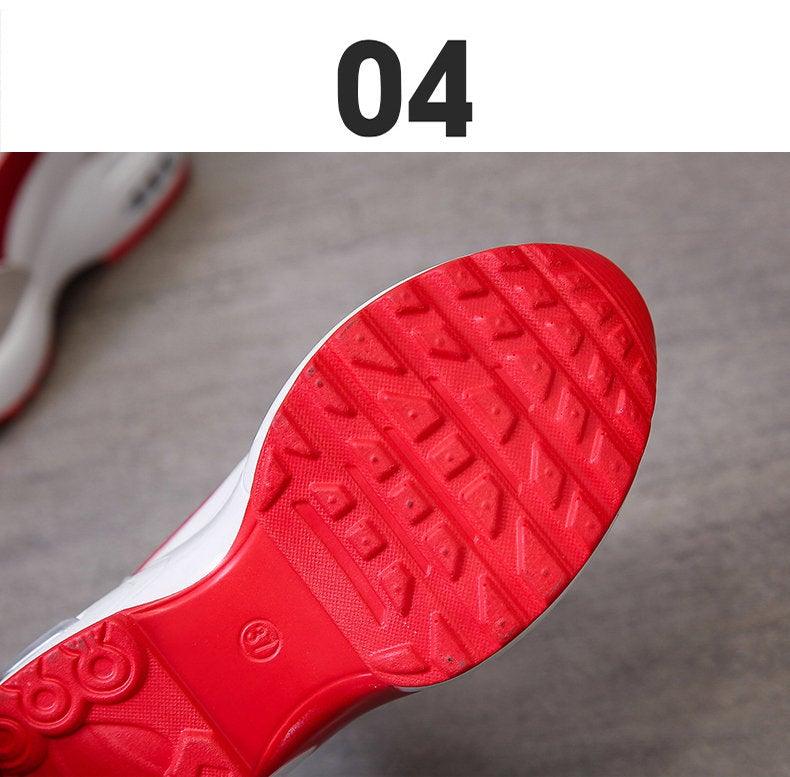 Red and Black Air Cushion Platform Sneaker Heels for Women