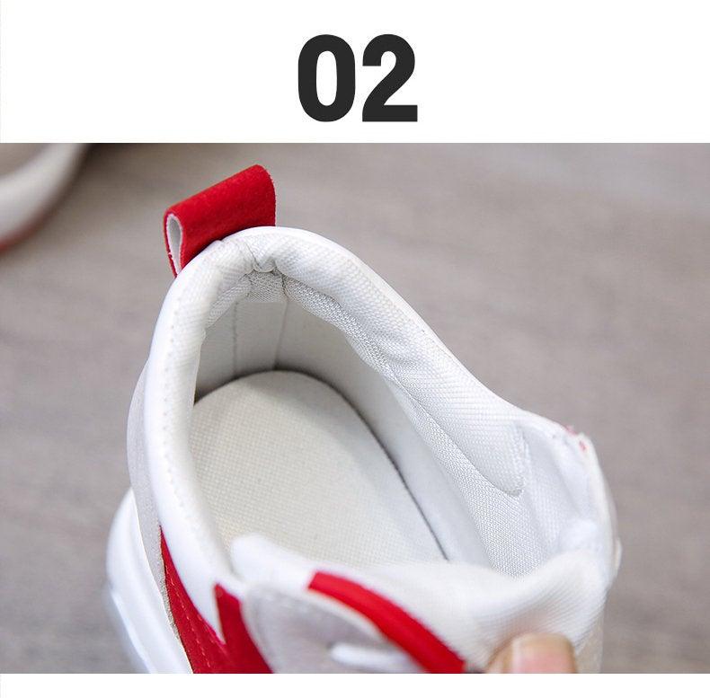 Red and Black Air Cushion Platform Sneaker Heels for Women