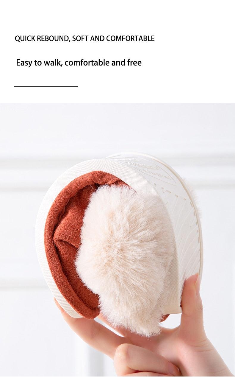 Women’s Cow Suede Leather Winter Slippers with Plush Fur Lining