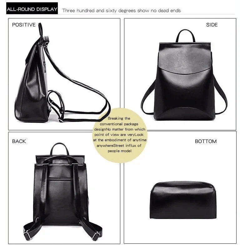 Minimalist Anti-Theft Leather Backpack for Women and Girls