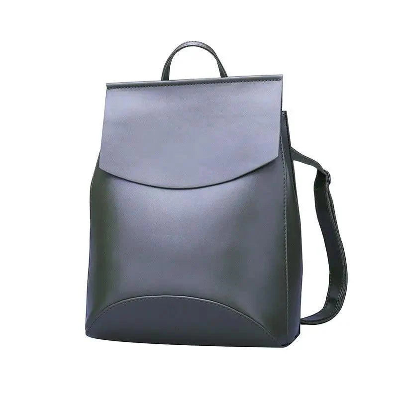 Minimalist Anti-Theft Leather Backpack for Women and Girls