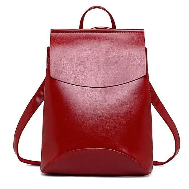 Minimalist Anti-Theft Leather Backpack for Women and Girls