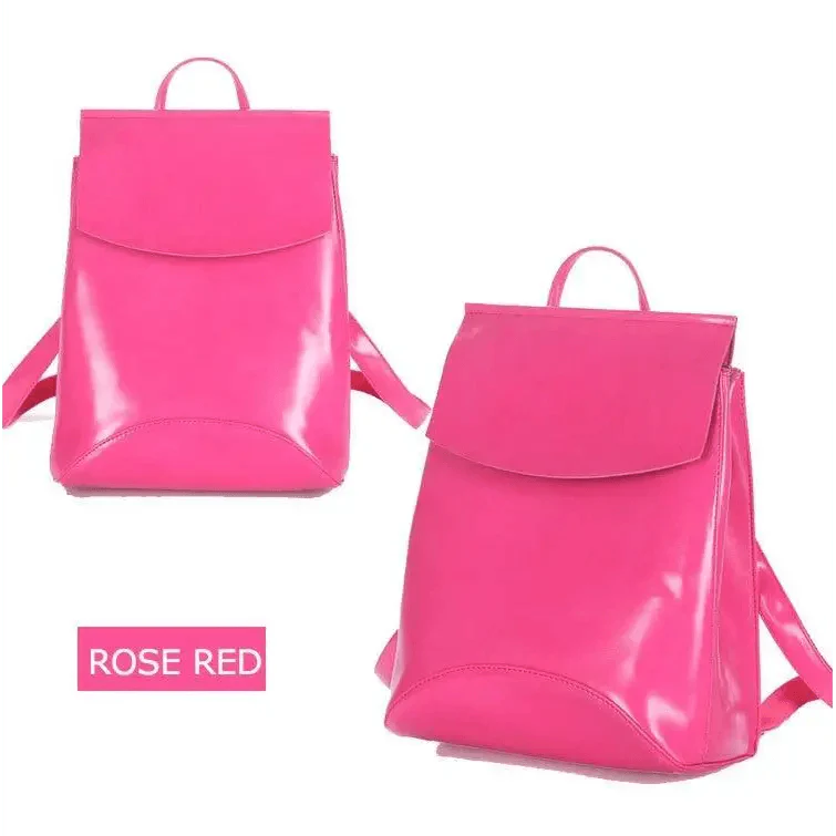Minimalist Anti-Theft Leather Backpack for Women and Girls
