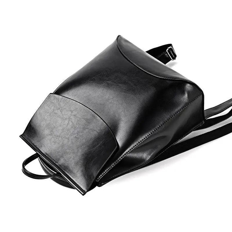Minimalist Anti-Theft Leather Backpack for Women and Girls