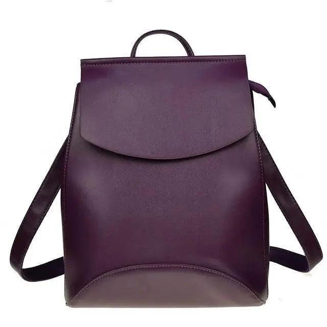 Minimalist Anti-Theft Leather Backpack for Women and Girls