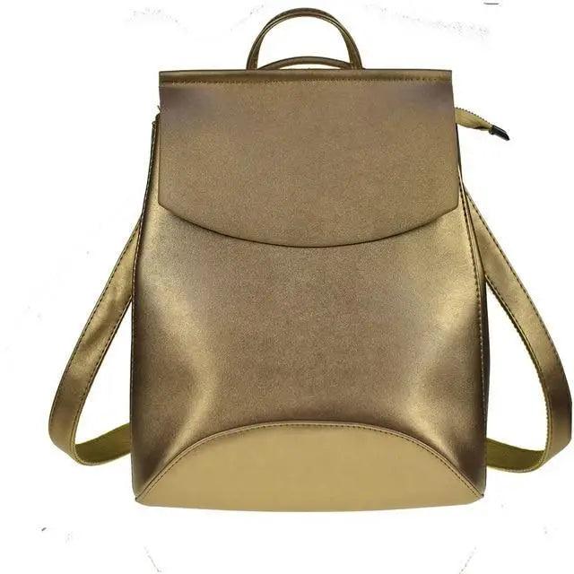 Minimalist Anti-Theft Leather Backpack for Women and Girls