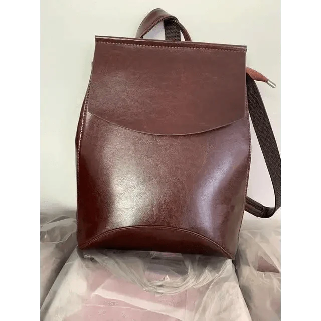 Minimalist Anti-Theft Leather Backpack for Women and Girls