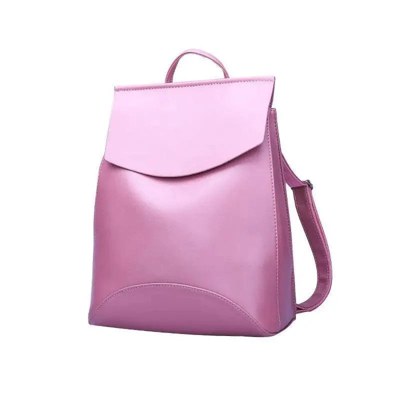 Minimalist Anti-Theft Leather Backpack for Women and Girls