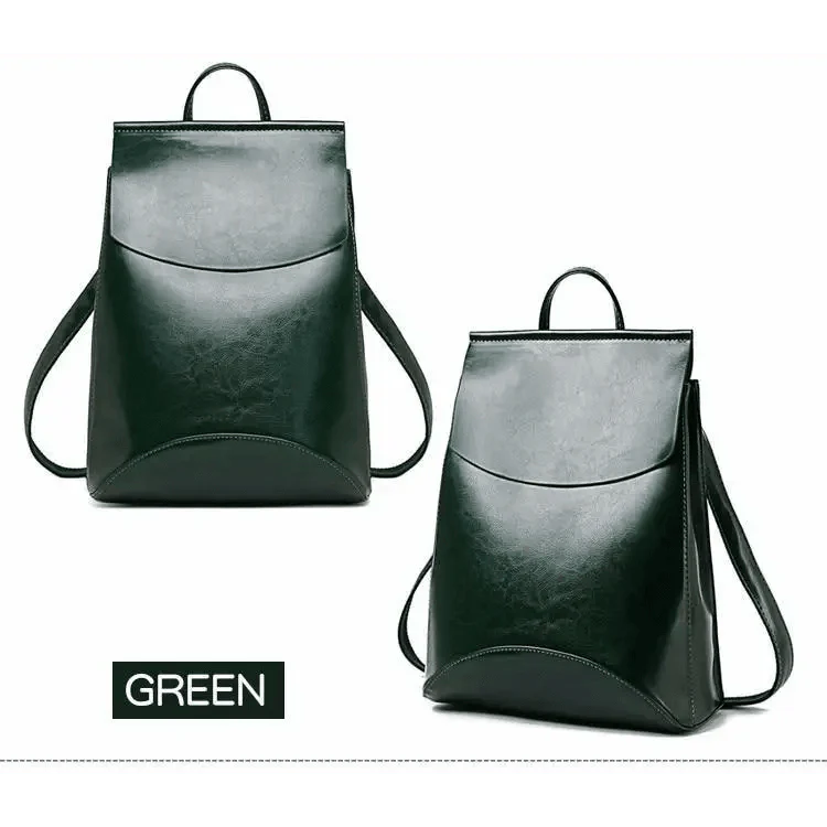 Minimalist Anti-Theft Leather Backpack for Women and Girls
