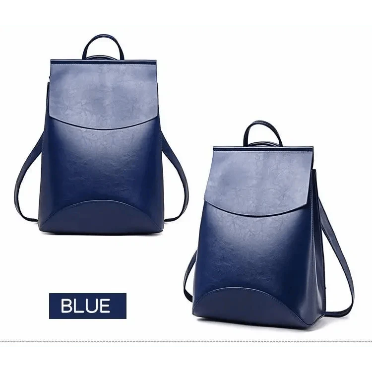 Minimalist Anti-Theft Leather Backpack for Women and Girls