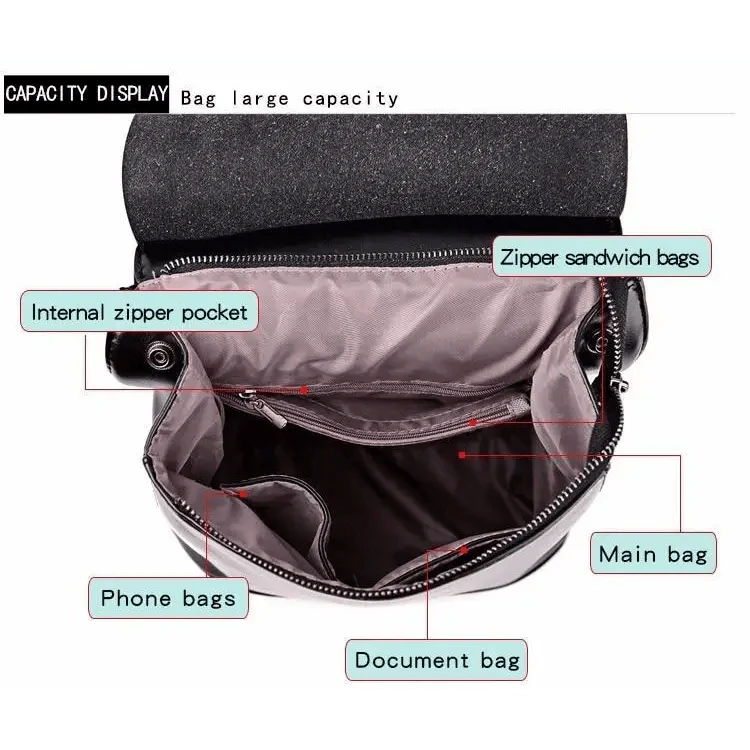 Minimalist Anti-Theft Leather Backpack for Women and Girls