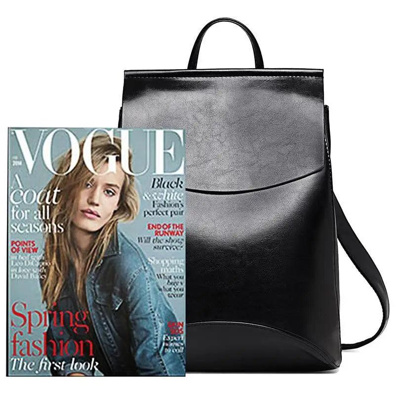 Minimalist Anti-Theft Leather Backpack for Women and Girls