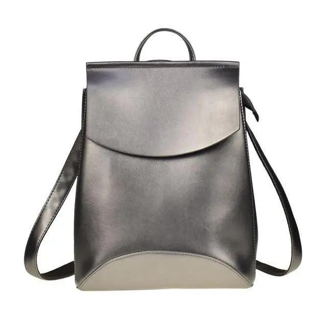 Minimalist Anti-Theft Leather Backpack for Women and Girls