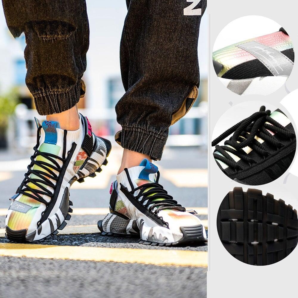 Men's Chunky Knit Platform Sneakers – Breathable Techwear Shoes