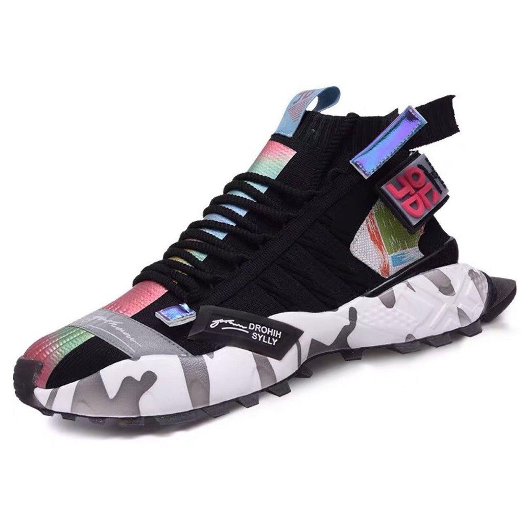 Men's Chunky Knit Platform Sneakers – Breathable Techwear Shoes