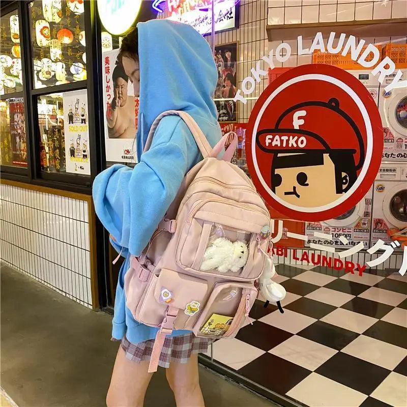 Large Capacity Waterproof Nylon Backpack for School and Travel