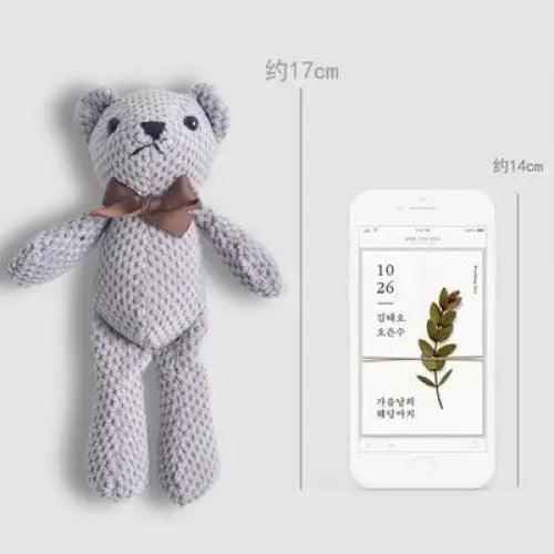 Handcrafted Knit Teddy Bear & Rabbit Plush Doll Decor 18-20cm